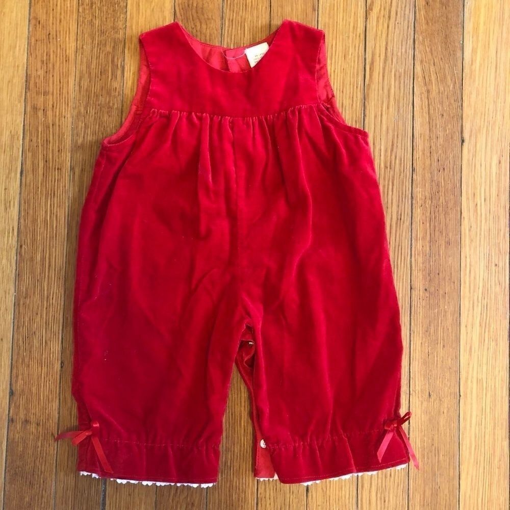 Vintage BY NANNETTE Baby Girls Romper 3 Mos Red